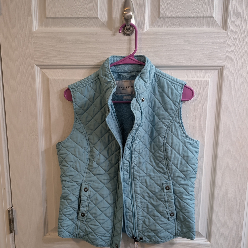 Van Heusen Quilted Baby Blue Zip‎ Vest - Size S